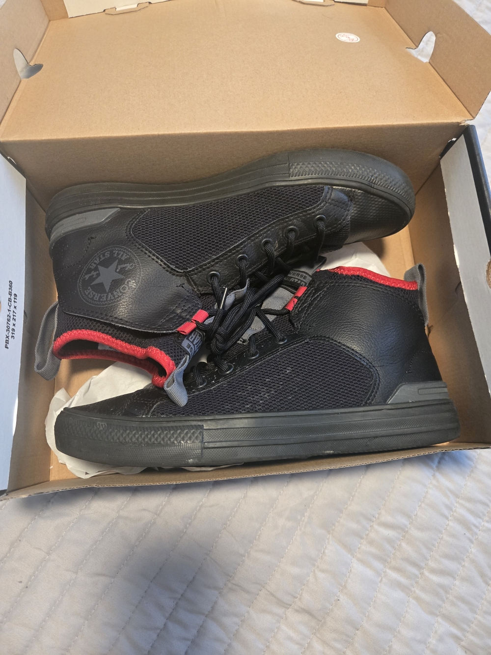 Converse Men's Black High-Top Sneakers with Red Accents